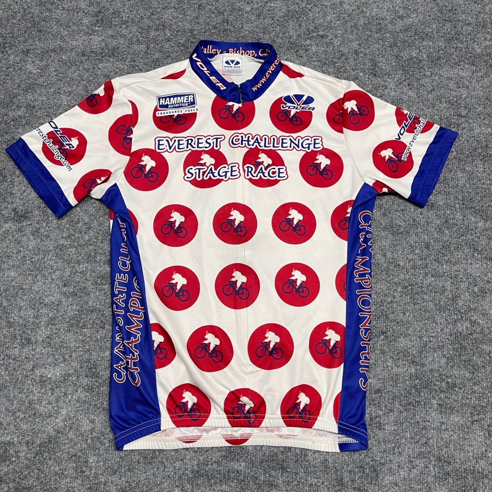 Voler Cycling Jersey Men Medium White Red Polka Everest Challenge Stage Race USA